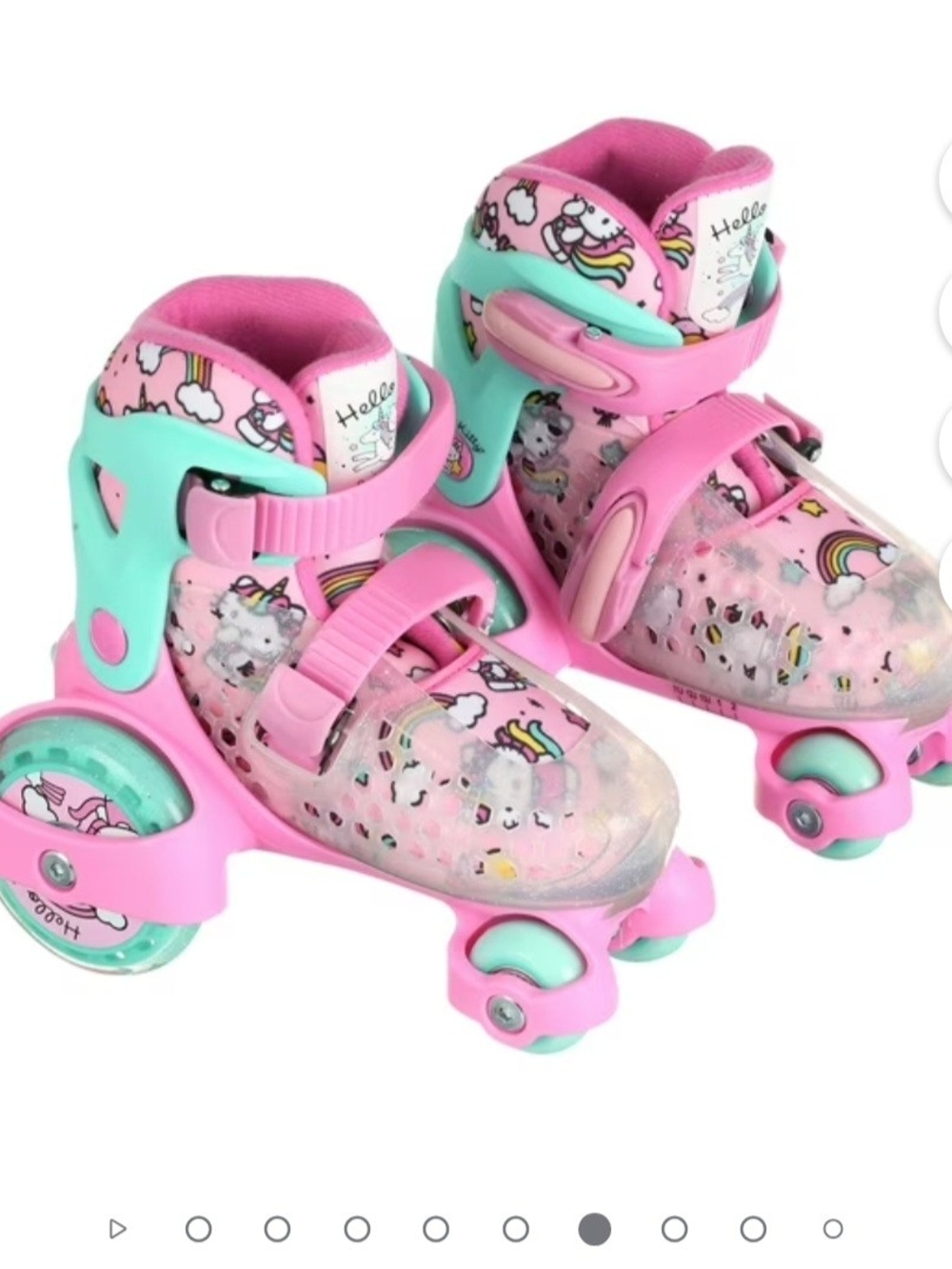 Hello Kitty Inspired Pink & Teal Kids Adjustable Roller Skates